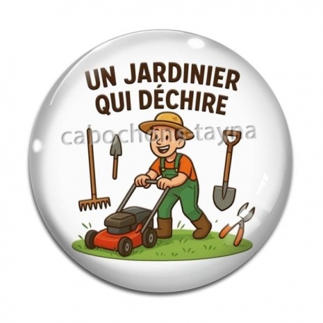 Cabochon Verre - un jardinier qui déchire