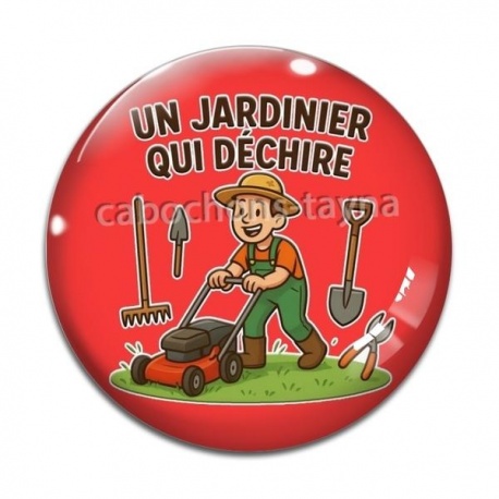 Cabochon Verre - un jardinier qui déchire