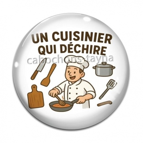 Cabochon Verre - un cuisinier qui déchire