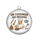 Pendentif Cabochon Argent - un cuisinier qui déchire