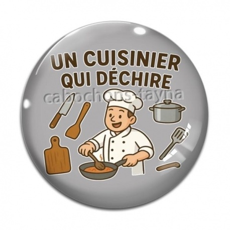 Cabochon Verre - un cuisinier qui déchire