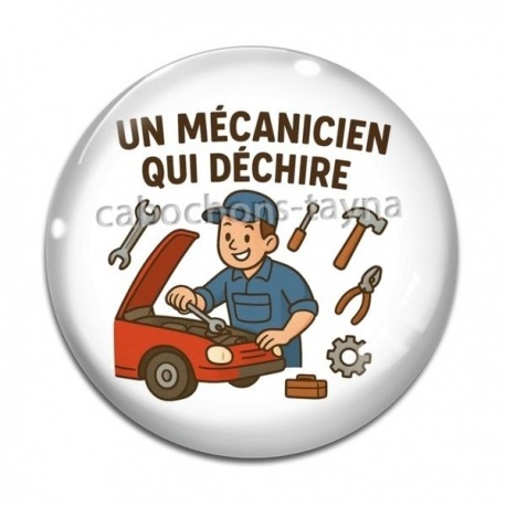 Cabochon Verre - un mécanicien qui déchire