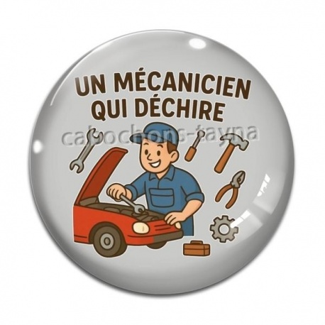Cabochon Verre - un mécanicien qui déchire
