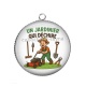 Pendentif Cabochon Argent - un jardinier qui déchire