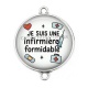 Connecteur Cabochon Argent - je suis une infirmière qui déchire