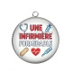 Pendentif Cabochon Argent - je suis une infirmière qui déchire