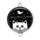 Connecteur Cabochon Argent - chat