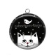 Pendentif Cabochon Argent - chat