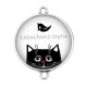 Connecteur Cabochon Argent - chat
