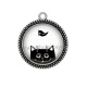 Pendentif Cabochon Argent - chat
