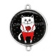 Connecteur Cabochon Argent - chat