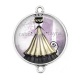 Connecteur Cabochon Argent - chat