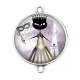 Connecteur Cabochon Argent - chat