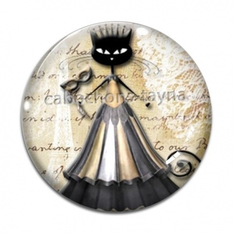 Cabochon Verre - chat
