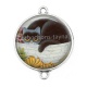 Connecteur Cabochon Argent - chat