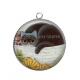 Pendentif Cabochon Argent - chat