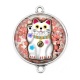 Connecteur Cabochon Argent - chat chinois