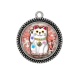 Pendentif Cabochon Argent - chat chinois