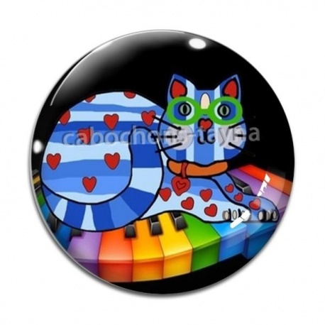 Cabochon Verre - chat