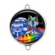 Connecteur Cabochon Argent - chat