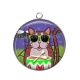 Pendentif Cabochon Argent - chat