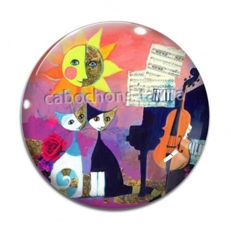 Cabochon Verre - chat