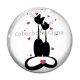 Cabochon Verre - chat noir