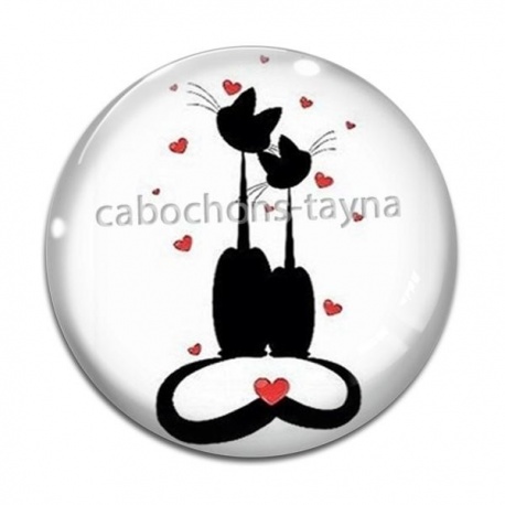 Cabochon Verre - chat noir