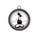Pendentif Cabochon Argent - chat noir