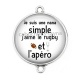 Connecteur Cabochon Argent - je suis une nana simple j'aime le rugby et l'apéro