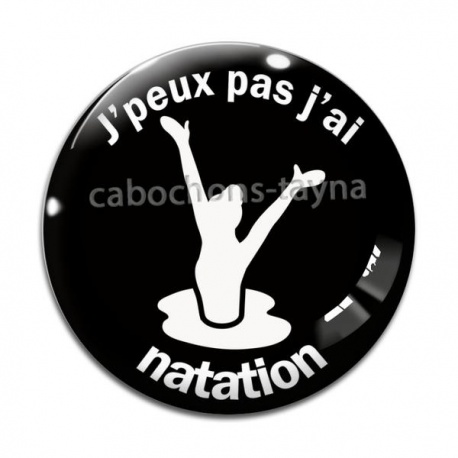 Cabochon Verre - j'peux pas j'ai natation