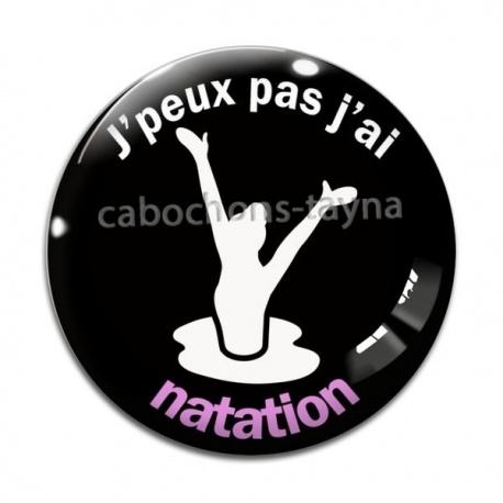 Cabochon Verre - j'peux pas j'ai natation