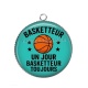 Pendentif Cabochon Argent - basketteur un jour basketteur toujours