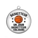 Pendentif Cabochon Argent - basketteur un jour basketteur toujours