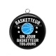 Pendentif Cabochon Argent - basketteur un jour basketteur toujours