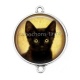 Connecteur Cabochon Argent - chat