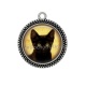 Pendentif Cabochon Argent - chat