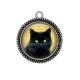 Pendentif Cabochon Argent - chat