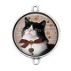Connecteur Cabochon Argent - chat