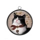 Pendentif Cabochon Argent - chat