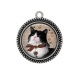 Pendentif Cabochon Argent - chat