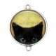 Connecteur Cabochon Argent - chat