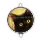 Connecteur Cabochon Argent - chat