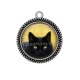 Pendentif Cabochon Argent - chat