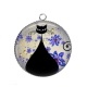Pendentif Cabochon Argent - chat