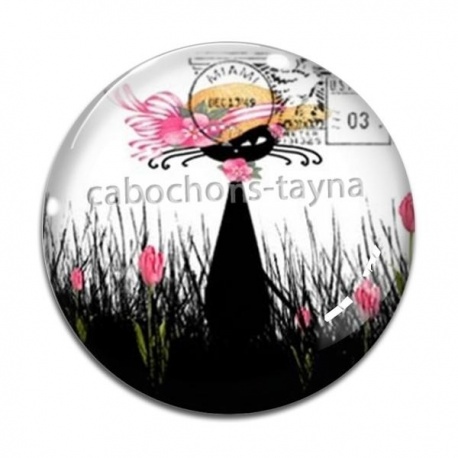 Cabochon Verre - chat