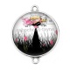 Connecteur Cabochon Argent - chat