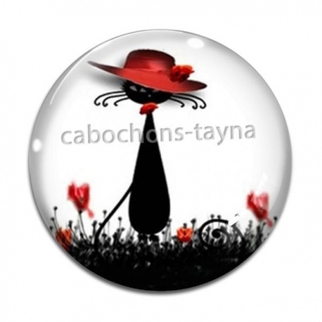 Cabochon Verre - chat