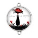 Connecteur Cabochon Argent - chat