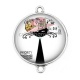 Connecteur Cabochon Argent - chat
